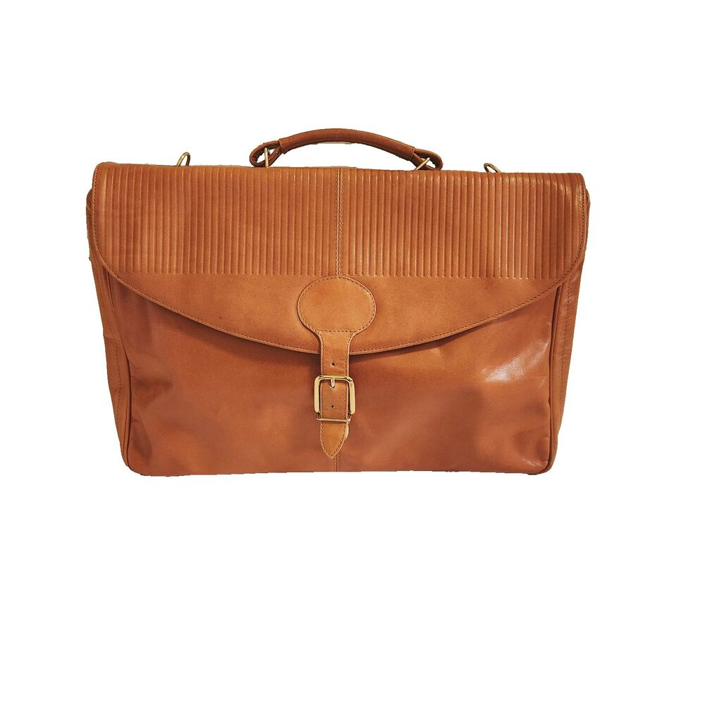 Vintage Tucky Tan Leather Briefcase Messenger Bag Made in Uruguay Old Money